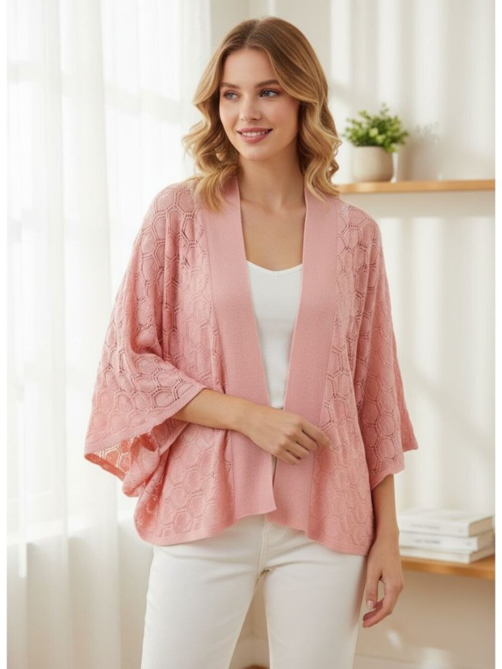 NWT Grace Karin Womens Knit Cardigan Shrug 2XL Lightweight Elegant Cottagecore